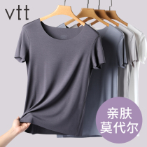 Mens T-shirt short-sleeved summer ice silk thin section skin-friendly Modal sports loose large size solid color half-sleeve base shirt