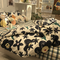 ins black fields garden wind small crummy beds 4 pieces all cotton pure cotton art 1 5m quilt cover bed linen three sets