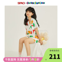 SPAO Crayon Xiaoxin joint pajama suit 2021 summer new fashion loose short-sleeved SPPB25DA2