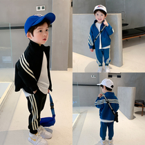Childrens Fashion Spring Clothing Boy Suit Tide 2022 New Kindergarten Childrens Baby Zipped Cardio-shirt Sports Two Sets
