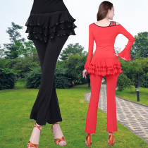 Square dance clothing summer pants large size three-layer mesh skirt pants womens new Latin dance practice clothes just