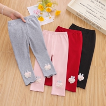 Girl Beats Bottom Pants Spring Autumn Slim Fit Outside Wearing Children Spring Baby Pit Strips Black Foreign Air Tight Woman Baby Pants