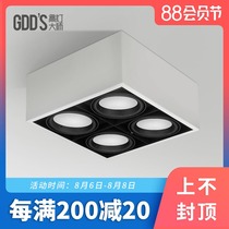 GDDS Surface mounted bold lamp Four-head downlight 4-head square spotlight Living room ceiling box bean free opening White black