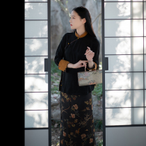 Xiao Gongzi) Evening Fragrant Jade) Chinese retro Zen tea clothing copper ammonia silk stitching fragrant cloud yarn top SY221