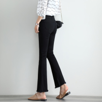 Black micro-La jeans women nine points 2021 autumn summer thin Korean version of high waist stretch thin Bell pants women long