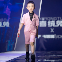 Boys suit suit Summer short sleeve dress Childrens handsome casual small suit Baby dress host performance suit