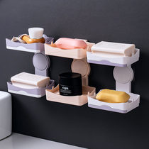 Soap box shelf drain toilet creative Nordic non hole suction cup wall-mounted soap box double soap box