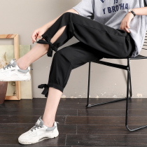 Pregnant women pants pants womens summer wear fashion bottoming tide mother chiffon sports Capri pants nine-point loose spring and summer