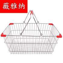 Metal shopping basket supermarket stainless steel electroplated portable basket Iron wire vegetable basket Large medium small national