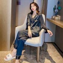 Pajamas women 2021 new long sleeve Ice Silk spring and autumn models can be worn outside the net red pop ins home clothes womens suit