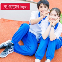 School Uniform Suit Elementary And Middle School Students Spring And Summer College Blue White T-shirt Short Sleeve Pants Student Banfu Graduation Photo
