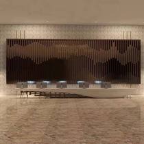 High-end customized stainless steel screen partition sales department club metal grille hotel lobby fake landscape background wall