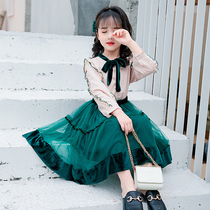 Girl Lian Dress Spring Dress 2022 New Ocean Gas Children Web Yarn Dress Korean Version CUHK Child Spring Autumn Princess Nepotism