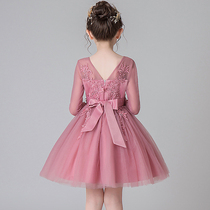 Girl spring and autumn princess dress 2021 New Style Super fairy girl net gauze long sleeve autumn children dress dress