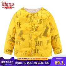 Bomu Bear autumn and winter new boys baby full printed letters down jacket Childrens light and warm 90 white duck down liner