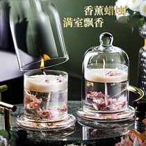 Real flower jelly scented candle glass cover bedroom long-lasting fragrance romantic fragrance candle gift box creative gift