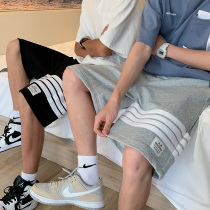 Sports shorts Mens summer Port trend loose straight pants Korean version of the trend casual striped five-point guard pants