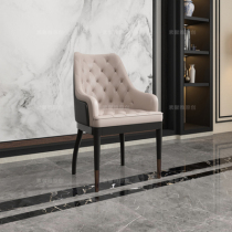 Xin Ya modern simple light luxury solid wood chair soft leather chair fabric hotel dining chair backrest armrest chair new Chinese style