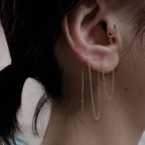 Multi-ear-hole ear ornaments earline 925 pure silver a pair of two-ear-wire long earrings earrings with long earrings of temperament Han