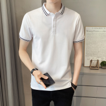 Polo shirt men slim lapel short sleeve T-shirt classic split cotton casual Korean trend half sleeve shirt