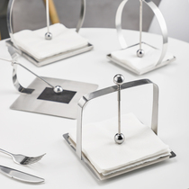 Creative stainless steel tissue holder square paper towel holder hotel restaurant napkin holder European table table simple Press Holder