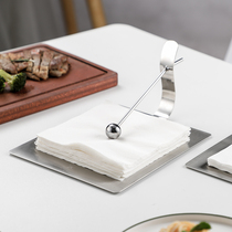 Stainless steel tissue holder square tissue holder hotel restaurant countertop paper towel holder paper holder creative napkin holder