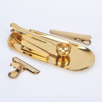 Nordic style two-in-one coffee clip spoon golden stainless steel sealing clip coffee bean measuring spoon long mouth clip wide clip