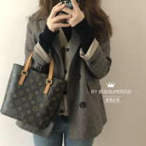 You will lose in the store ~ retro classic herringbone pattern suit wool thick foreign-style little hair jacket women autumn and winter