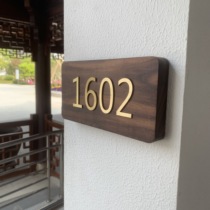 B & B retro digital brass walnut House plate custom creative listing hotel room home number plate