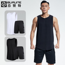 Mens fitness suit suit quick-drying clothes breathable summer sleeveless vest shorts two pieces of running basketball equipment