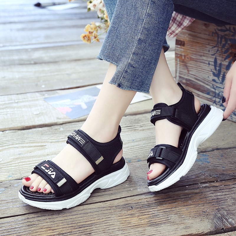 2019 new sports sandals women's summer Korean fashion thick bottom ulzzang Velcro