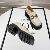 Uncle Jian with thick bottom heightening small leather shoes women 2022 spring new small crowdsourced pastry retro Leufoo single shoes