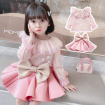 5 Female baby spring and autumn dress suit foreign fashion fashion 2021 princess dress Princess 3 year old girl two-piece child