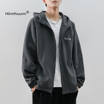 Plus velvet thick mens hooded coat mens autumn and winter loose long sleeve zipper sweater 2021 new casual cardigan