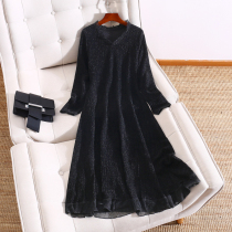 2021 new large size womens autumn and winter temperament dress fat sister cover belly hidden meat slim base skirt 200 Jin