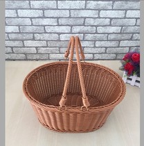  Portable basket imitation rattan storage basket Portable picnic basket Fruit and vegetable basket Gift flower basket Shopping basket