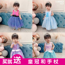 Baby Anna Snow White Bib Waterproof Painting Apron Children Wear Food Cover Female Baby Princess Dress