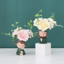 Swing Piece Cute Fake Flower Emulation Flower Decoration Furnishing Creative Flower Pot Cartoon Children Room Light Extravagant Rose Table Top Table