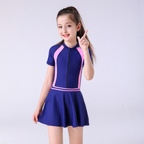 Swimsuit girls summer seaside girls big children childrens one-piece net red 2021 new skirt swimsuit equipment set girl
