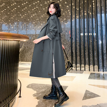 Trench coat womens long model 2021 Autumn New British style long knee spring and autumn this year popular coat coat coat