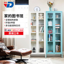 Nordic creative bookcase with glass door locker Student floor bookcase Home living room bookshelf balcony cabinet
