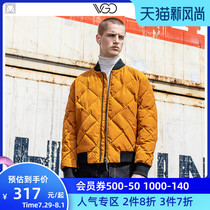 VGO fashion brand mens cotton coat short Korean version of the fashion cotton suit mens wild winter jacket mens baseball suit quilted jacket