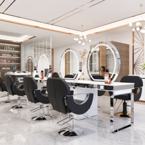 Chaodian barber shop with lamp hair salon special mirror table simple beauty salon perm dyeing single-sided double four-sided hair cutting mirror