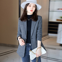 Gray Plaid small suit jacket female Korean casual suit jacket Net red temperament fried street age age early autumn spring and autumn