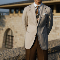 Casual suit men Business Arc collar retro exquisite Neapoli suit gentleman single-breasted slim slim trend dress