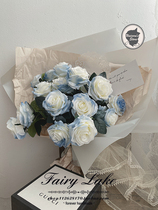 vintage ins pearly blue Michigan crushed ice blue rose emulation flower home furnishing hem