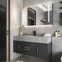 Light luxury rock board bathroom cabinet combination set Bathroom modern hand washing washbasin integrated washstand mirror cabinet