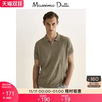 Massimo Dutti men cotton and linen V-neck short-sleeved Polo men casual Polo shirt 00902421597
