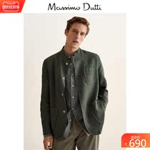 Massimo Dutti men linen stand collar shirt men fashion top coat coat 00155208502