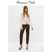 Massimo Dutti Womens Dress 2022 Spring Summer New Pint Rice White Casual Version Fashion Zip Design Knit Cardion 05674532251